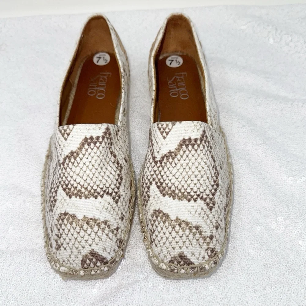 Franco Sarto Espadrille Kenna Snakeskin Espadrille Flats size 7.5W